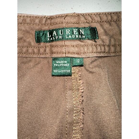 Lauren Ralph Lauren Women’s Shorts Flat Front Pockets Cotton Brown 12 Modest - Picture 4 of 7